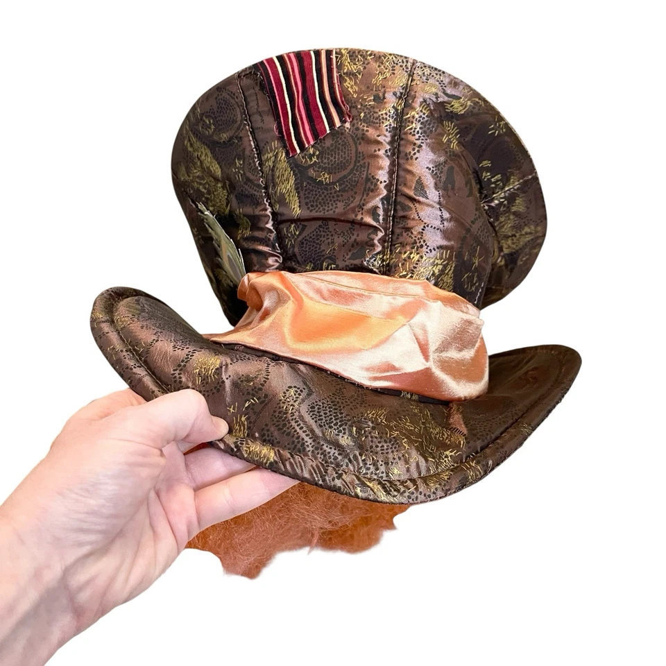 Disney Mad Hatter Adult Costume Hat w/ Wig Alice in Wonderland Cosplay Depp - Image 2 of 4
