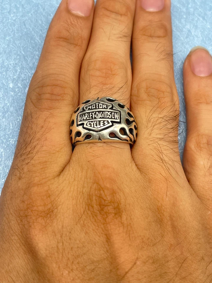 925 Sterling Silver Harley Davidson Handmade Ring, Motorcyle Sport Design Gift - Image 2 of 4