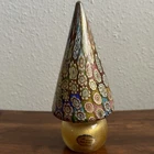 Murano Handblown Glass 24K Gold + Millefiori Christmas Tree Beautiful 6.75"