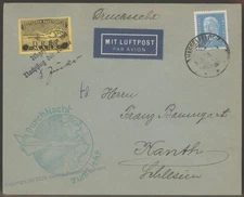 Germany 1933  Zucker Autograph Rocket Mail Imperf Stamp Flown Cover Hasse 103401