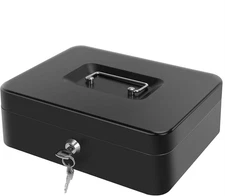 Cash Box with Money Tray - Large Money Box with Lock, Metal Safe Box for Money 9
