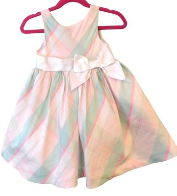 Janie and Jack 18 - 24 Month Silk Pastel Girls Dress Easter Garden Brunch Plaid