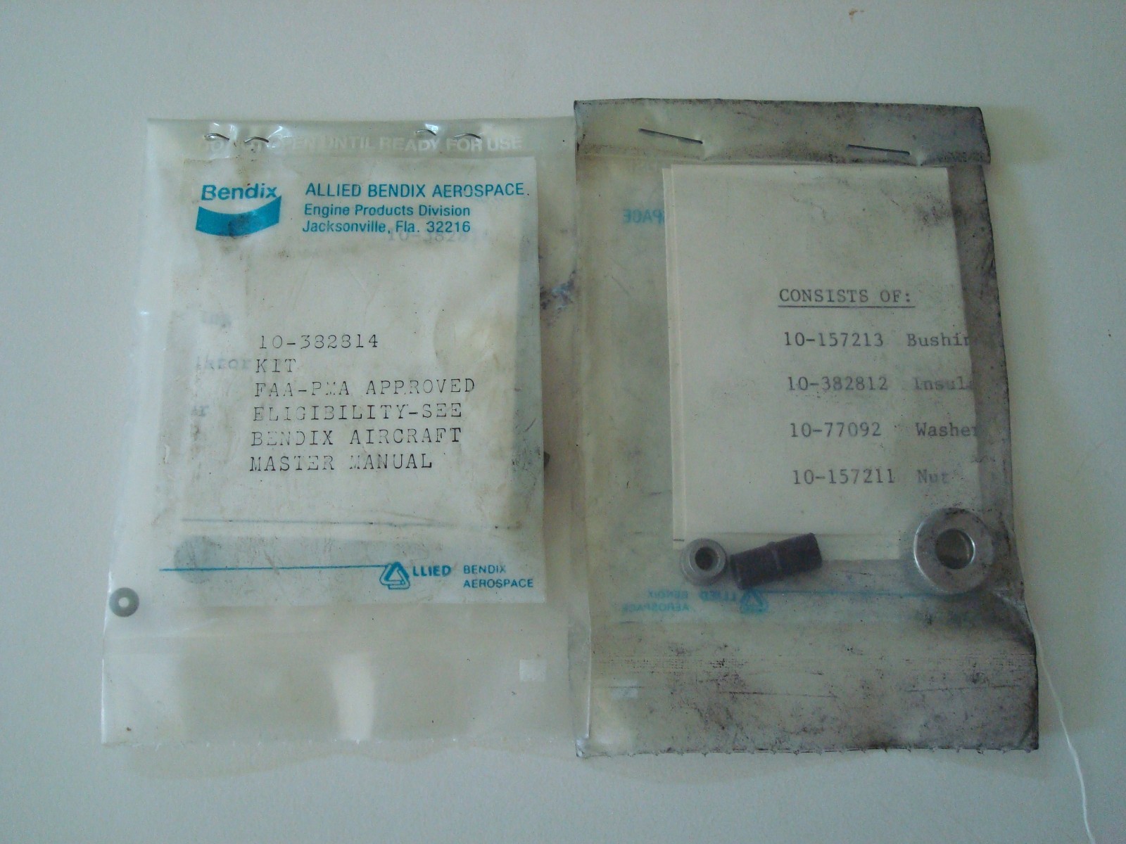 Bendix aircraft magneto p- lead kit p/n: 10-382814, 4 pcs. in kit, 2 kits, nos