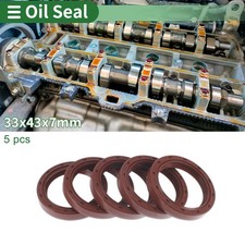 Oil Seal Seal Ring Rotary Shaft Seal FKM Rubber 33x43x7mm Brown 5 Pcs