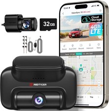 REDTIGER 4G LTE Dash Cam Front and Rear Remote Live View 2.5K 1080P  32GB