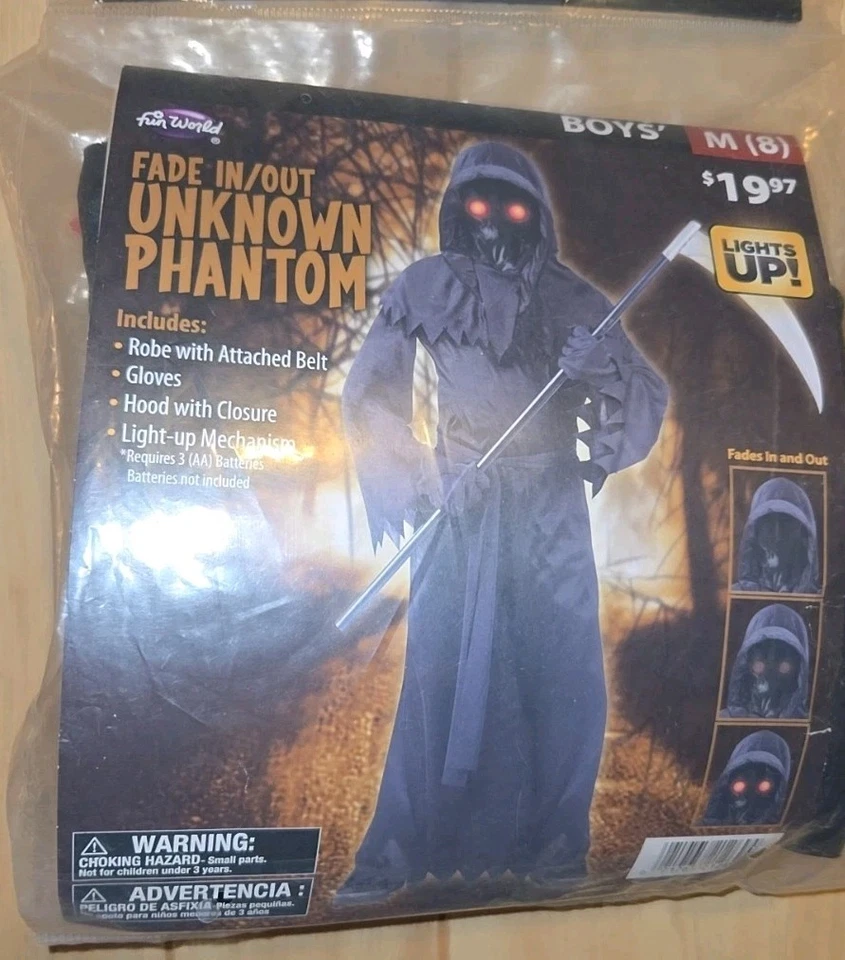 Disfraz de Halloween Fade In/Out Desconocido Phantom Grim Reaper Nuevo Talla Mediana 8 Foto 2 de 3