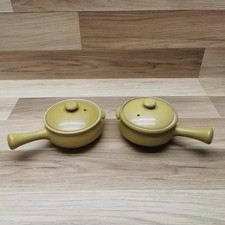 Pair of Denby Ode Yellow Handled Lidded Soup / Casserole Bowls  - 1/2 Pint