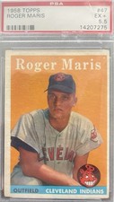 1958 Topps Roger Maris #47 Rookie PSA 5.5 Cleveland Indians Baseball Card. rookie card picture
