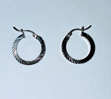 Diamond Cut 925 Sterling Silver Hoop Earrings .75 Inch Diameter