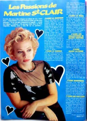 *MARTINE St-CLAIR =   COUPURE DE PRESSE 1 PAGE 1991 / CLIPPING