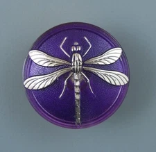 COLORFUL CZECH GLASS BUTTON  DRAGONFLY