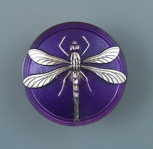 COLORFUL CZECH GLASS BUTTON  DRAGONFLY - Picture 1 of 4
