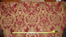 Red Gold Print Upholstery Fabric Remnant 1 Yard F405