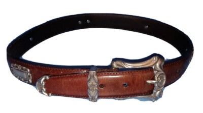 Fossil Genuine Leather Concho Belt Brown Tooled Western Boho Rhinestone Buckle M VTG Fossil Leather Concho Belt – Southwestern Style – Brown  main image 3