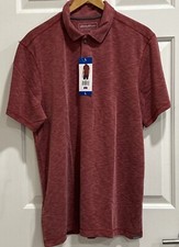 Eddie Bauer Contour Performance Two Button Polo Shirt Size L Red Short Sleeve