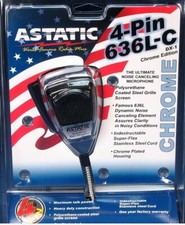 Astatic 636L-C 4 Pin Dynamic Microphone with Chrome Body  Black Grill / Chrome