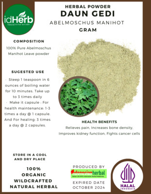 [idHerb] POWDER Daun Gedi Abelmoschus manihot Natural Organic Herbal Herbs