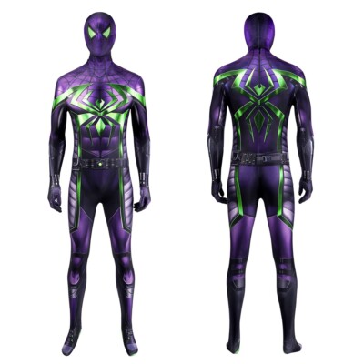 Miles Morales Purple Reign Suit Costume Spider-Man Cosplay Bodysuit Handmade