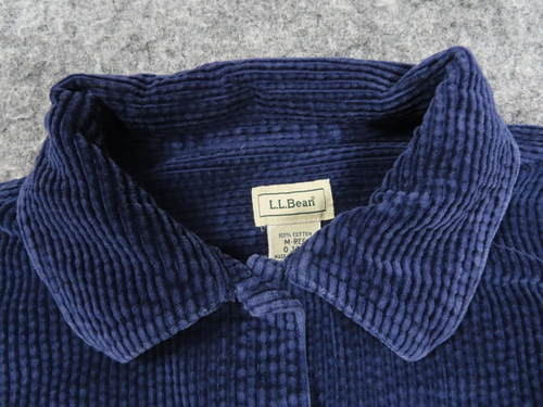 LL Bean Shirt Womens Medium Blue Comfort Corduroy Relaxed Overshirt Wide Wale - Picture 5 of 8