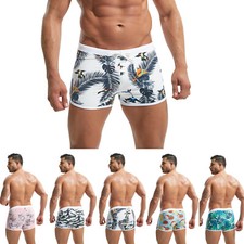 Men Swim Boxers Briefs Swimwear Beachwear Trunks Swimsuit Surf Drawstring Shorts