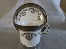 Royal Chelsea Cup and Saucer Platinum and White Bone China Wedgwood Group