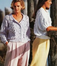 1846 LADY'S DK CABLE CARDIGAN 37-49" Vintage Knitting Pattern COPY