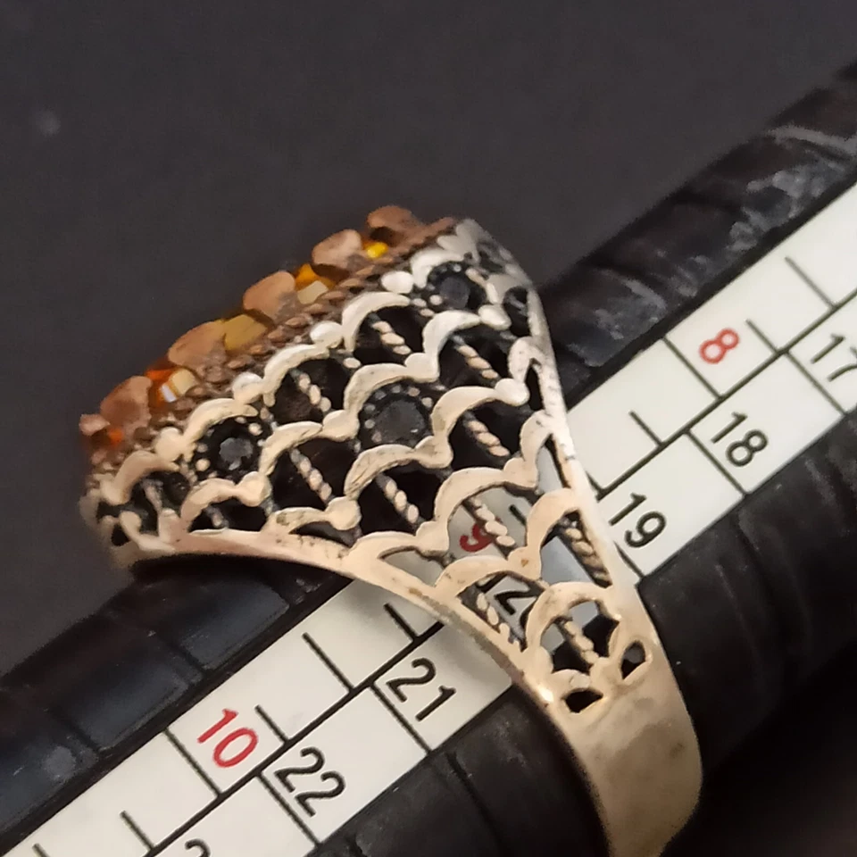 Anillo Vintage Para Hombre Amarillo Retro Plata 925 Art Deco Renacimiento 9.25 Cristal Pinky Foto 4 de 4