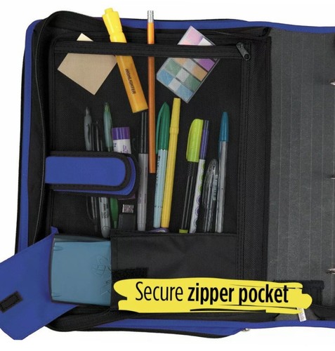New Five Star Zipper Binder 2 Inch 3 Ring Binder Expansion Folder Durable Blue - Picture 4 of 5