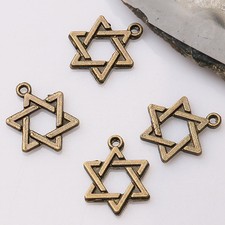 30pcs 12mm antiqued bronze color 2sided pentagram star charms EF3387