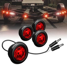 4pc 3/4" Round Red LED Trailer Bullet Clearance Side Marker Light - DOT P2PC
