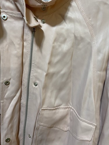 NWT ZARA Women Collared Elastic Cuff/Hem Full Zip Sateen Bomber Jacket SZ S Pink - Picture 9 of 16