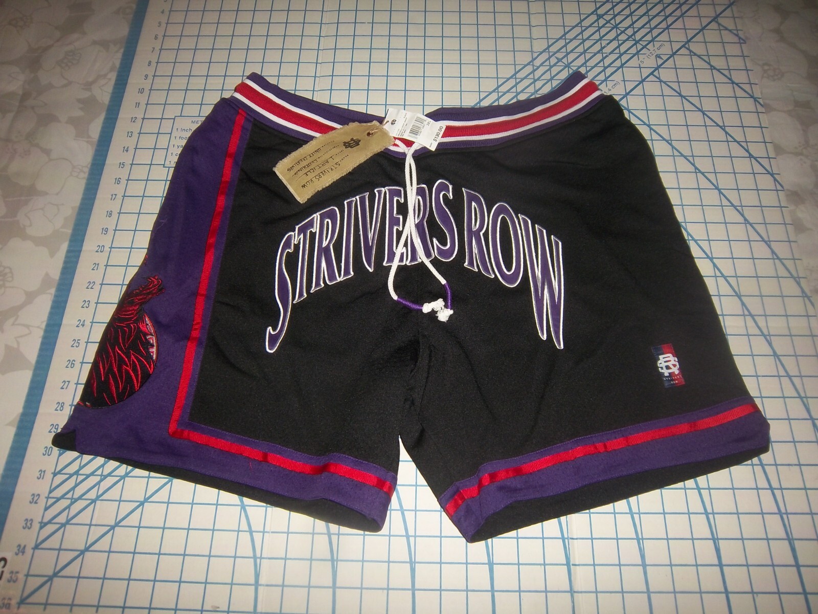 PANTALONCINO UOMO 3XL STRIVERS FILA NERO ROSSO VIOLA SPESSO RICAMATO NUOVO CON ETICHETTE