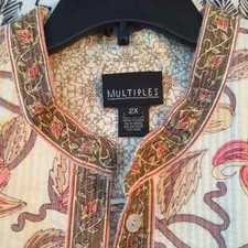 Nwot Multiples Reversible Quilted Tapestry 100% Cotton Floral Jacket Plus Sz 2x