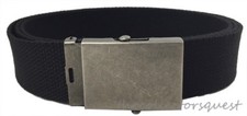 JAEGER CUSTOMS 1.5" GUNMETAL SQ 50" INCH BLACK CANVAS MILITARY WEB BELT BUCKLE
