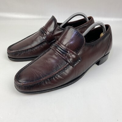 Vintage FLORSHEIM Men 10 D Black Cherry Cordovan COMO Leather Shoes Career Slip FLORSHEIM Men 10 D Black Cherry Cordovan COMO Leather Loafer  main image 4