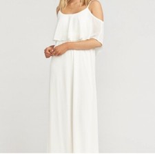 Show Me Your Mumu NWT Caitlin Ruffle Maxi Dress Wedding Cake Chiffon Size XS