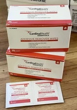 2 BOXES BRAND NEW Cardinal Health Essentials Adhesive Remover Wipes 75/BX - 150