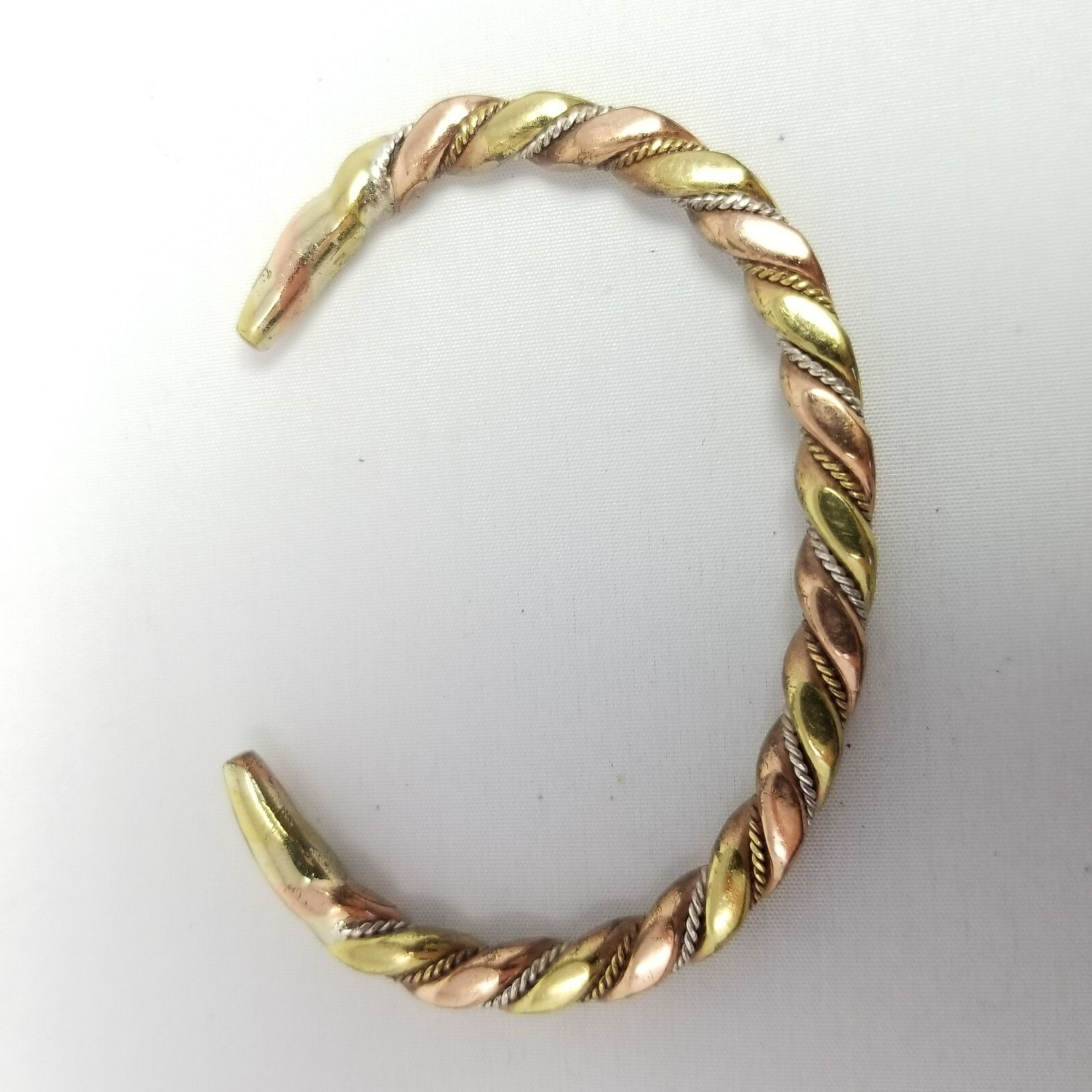Vintage Solid Mixed Metal Cuff Bangle Bracelet, S… - image 3