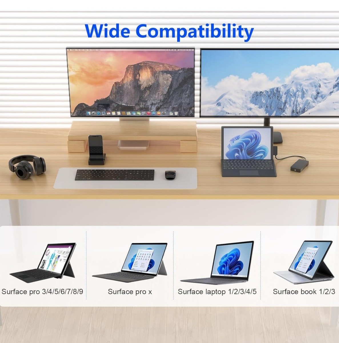 Surface Expansion Dock Triple Display 12-in-1 Dual 4K HDMI+VGA For