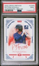 2022 Onyx Vintage AUTOGRAPH Red Ink /25 PEYTON STOVALL Arkansas Razorbacks PSA 9