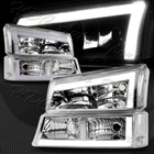 For 03-07 Chevy Silverado/02-06 Avalanche LED DRL Chrome Headlights+Bumper Lamps