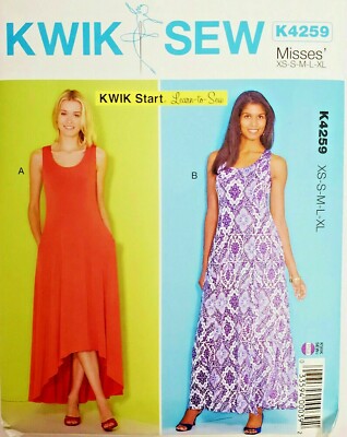 Misses Learn to Sew Pattern Pullover Dress Knit Maxi Hi-low Kwik Sew K4259  XS-XL | eBay