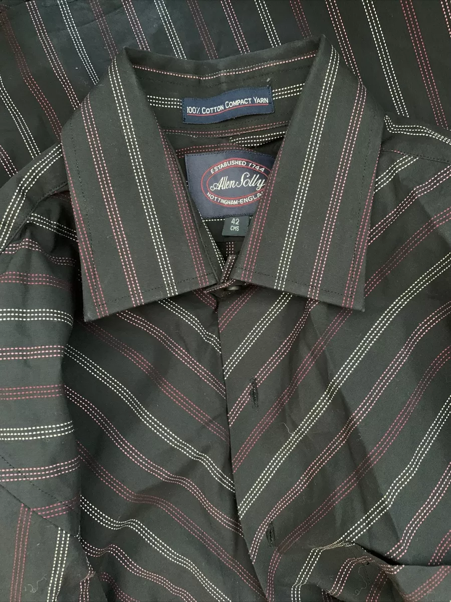 Allen Solly Men s Shirt XL 42cms Black With Stripes Cotton Elegant Party Wear