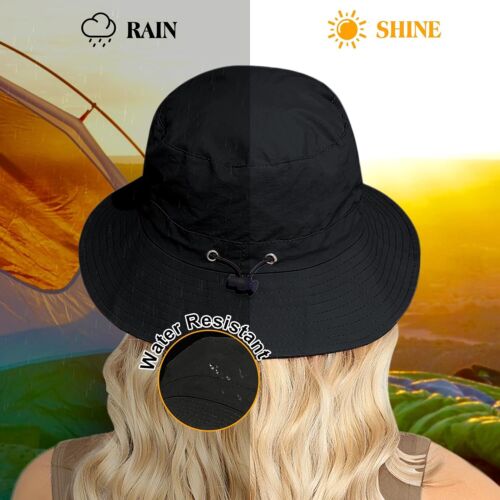 Packable Boonie Bucket Sun Hat Wide Brim for Summer Floppy Beach Fishing Safari - Picture 5 of 15
