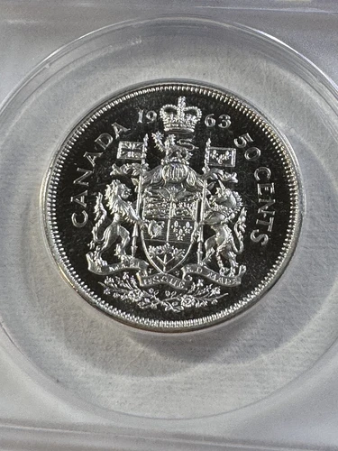 1963 Canada 50 Cents Silver Coin Proof Like Graded MS 64 Cameo by ANACS