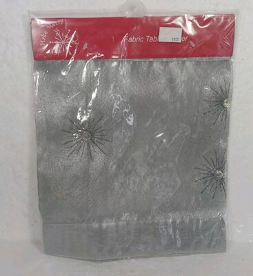 Make Merry Shopko Fabric Table Runner Starburst Design Silver Color 13X72 VGT 03