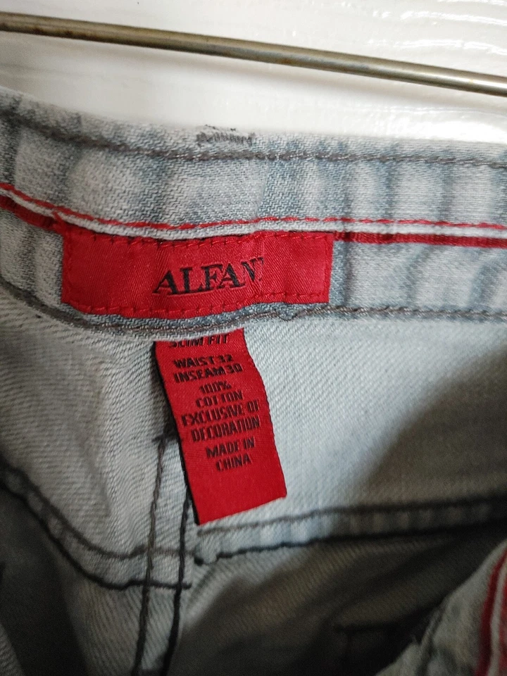 Jeans ajustados lavados grises ALFANI talla 32x30 Foto 2 de 4