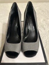 Nine West Silver & Black Peep Toe 4" High Heels (8)