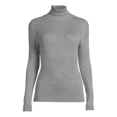 Time and Tru Women's Ribbed Knit Turtleneck, Heather Gray Size XL(16-18) 