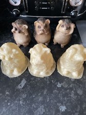 Latex Rubber Moulds 3 Wise Hedgehogs Garden See,speak,hear No Evil. Mold Set